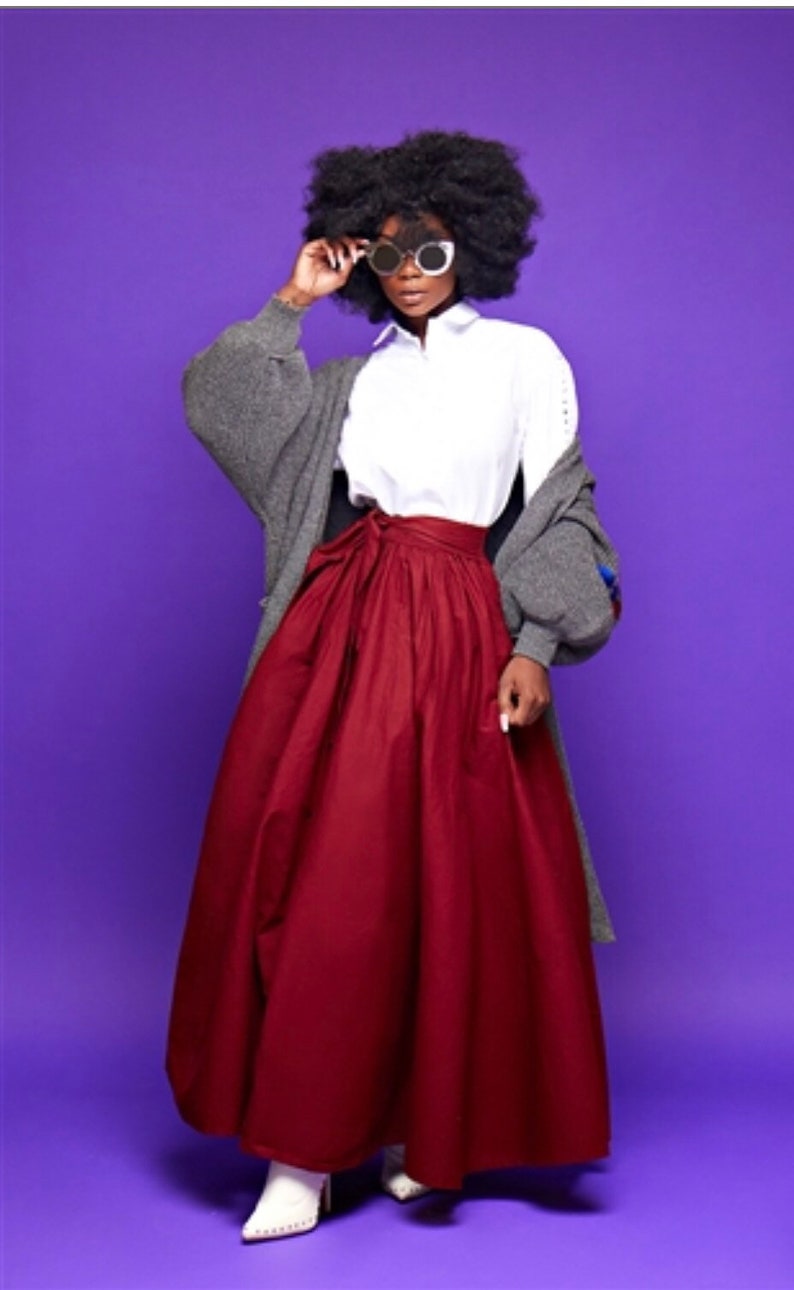 Color Block Maxi Skirt With Pockets