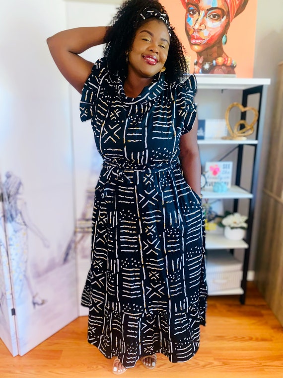Mud Print Ankara Dress
