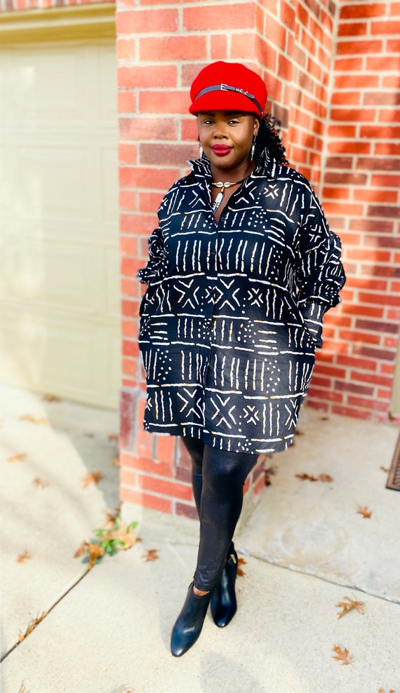 Traditional African Print Button Front Dress
