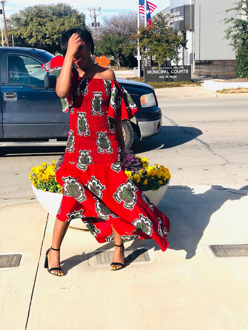 Ankara Off the Shoulder Fitted Dress