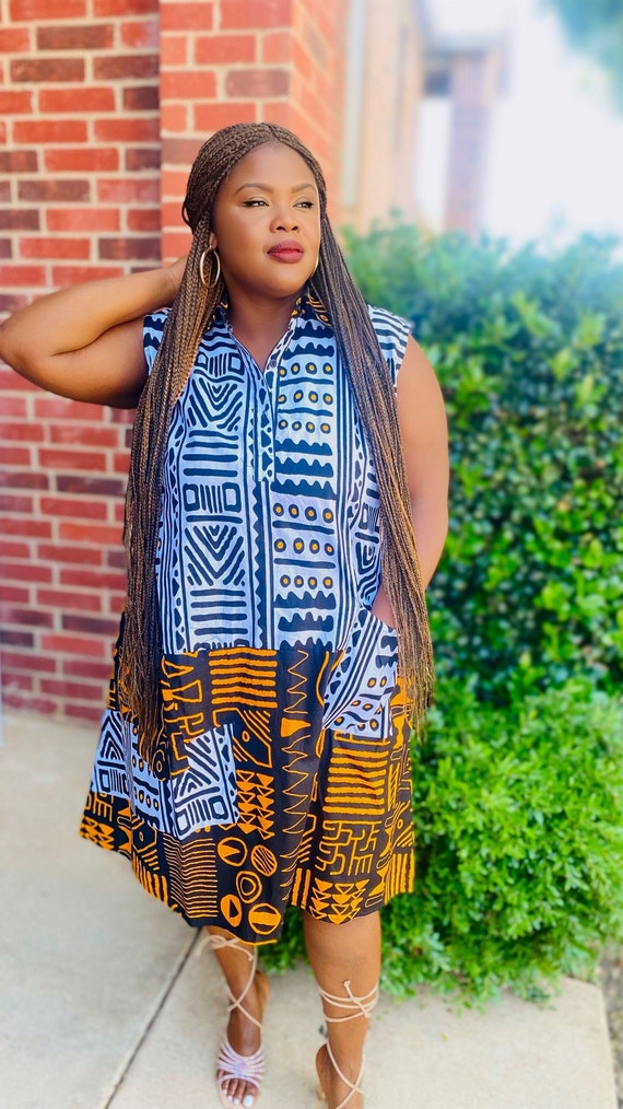 African Print Sleeveless Dress