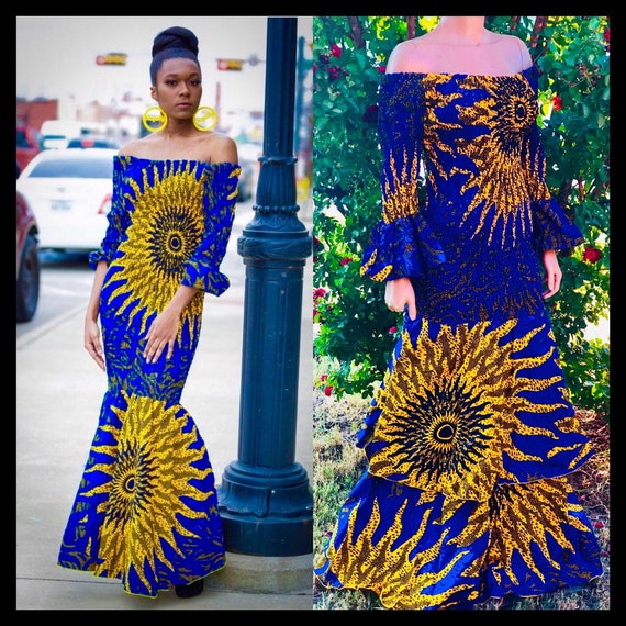 Ankara Off the Shoulder Fitted Dress