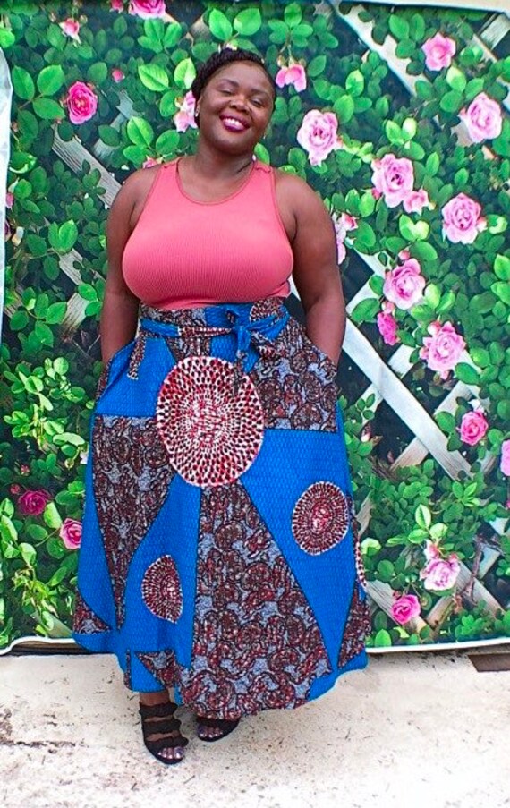 High Waisted Ankara Maxi Skirt