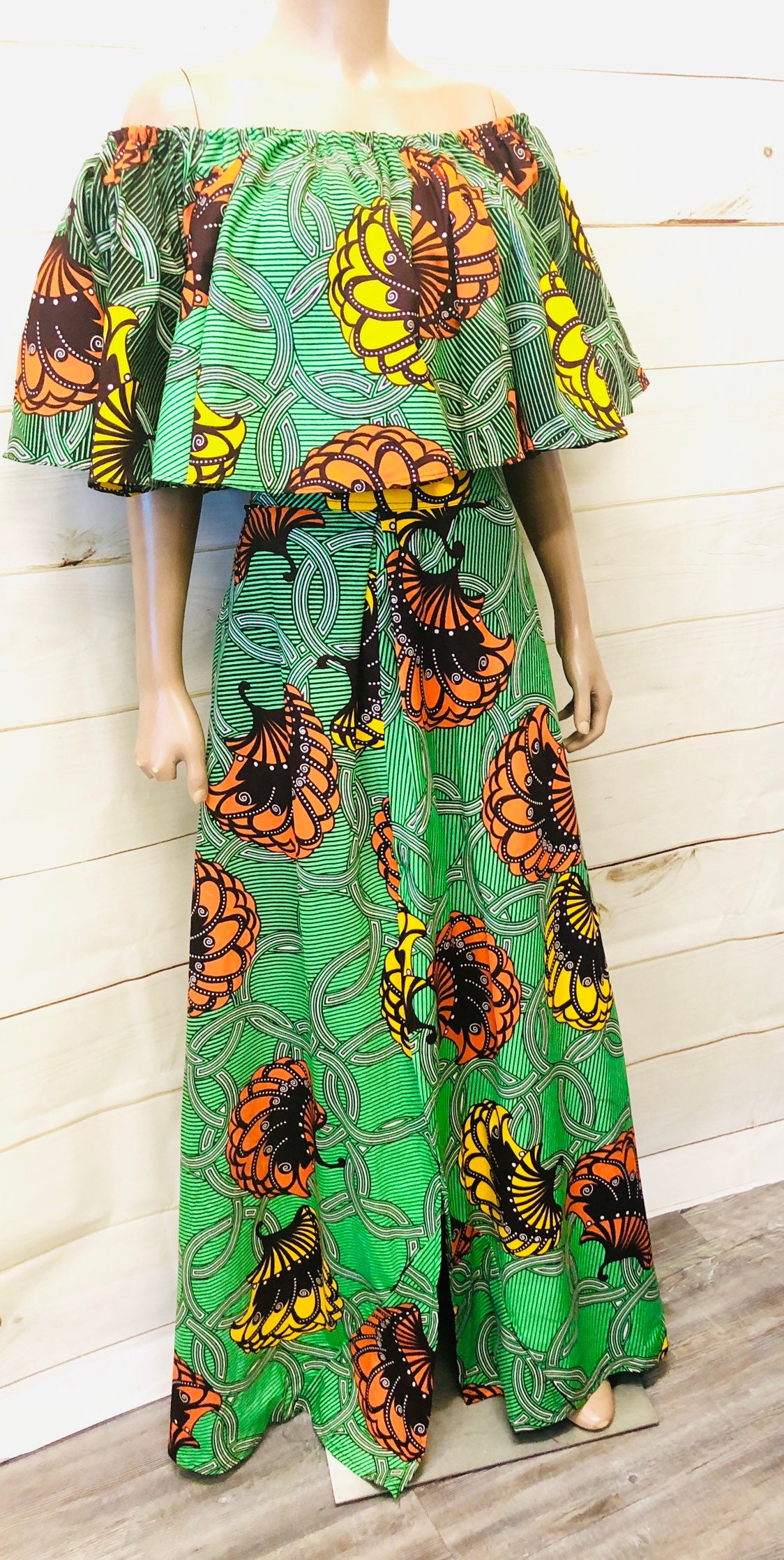 Ankara Crop Top and Maxi Skirt set