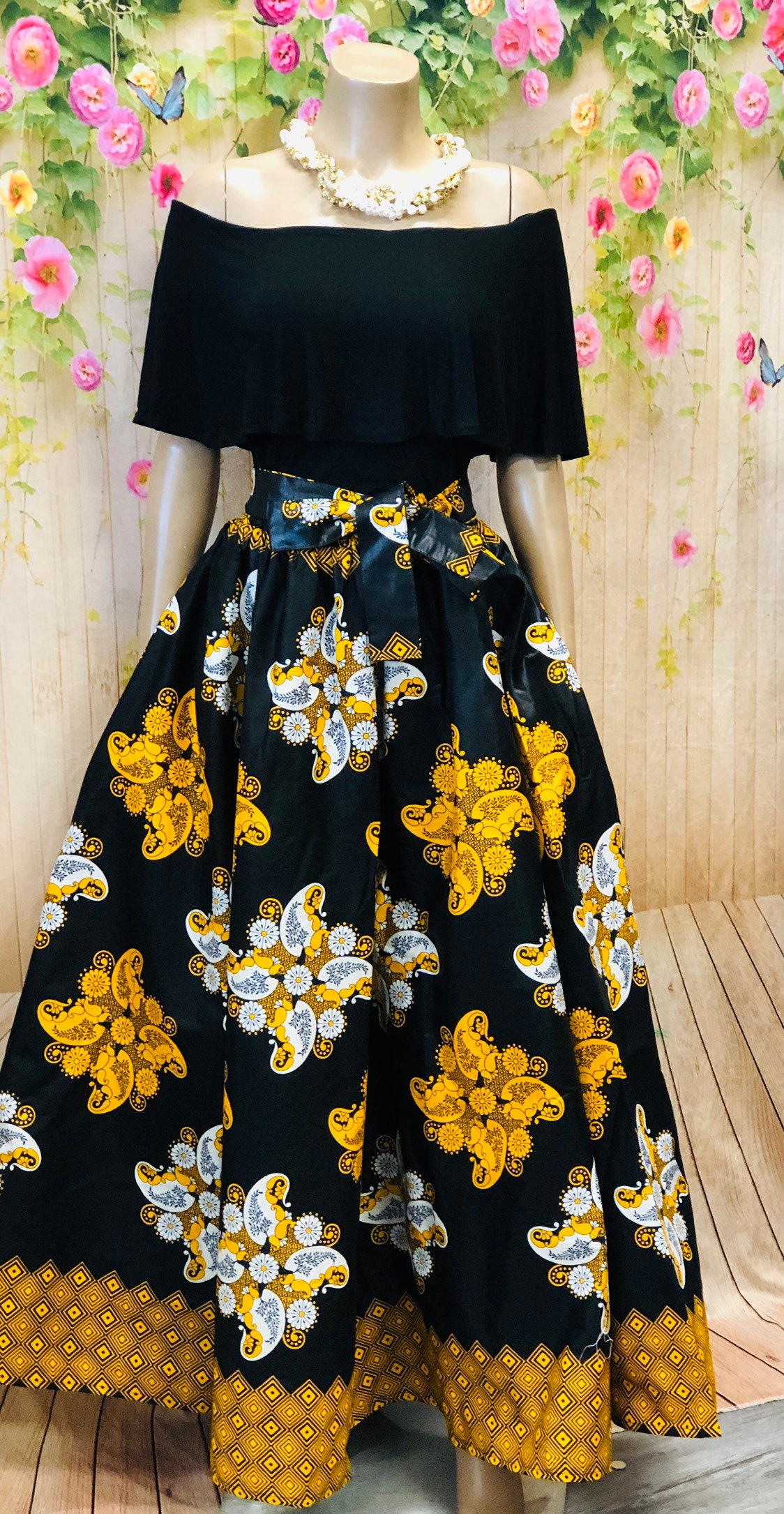 black and gold african print dress