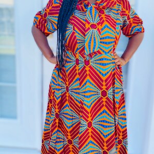 Ankara Front Tie Bow Dress image 8