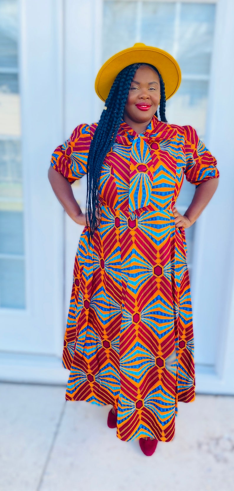 Ankara Front Tie Bow Dress image 8