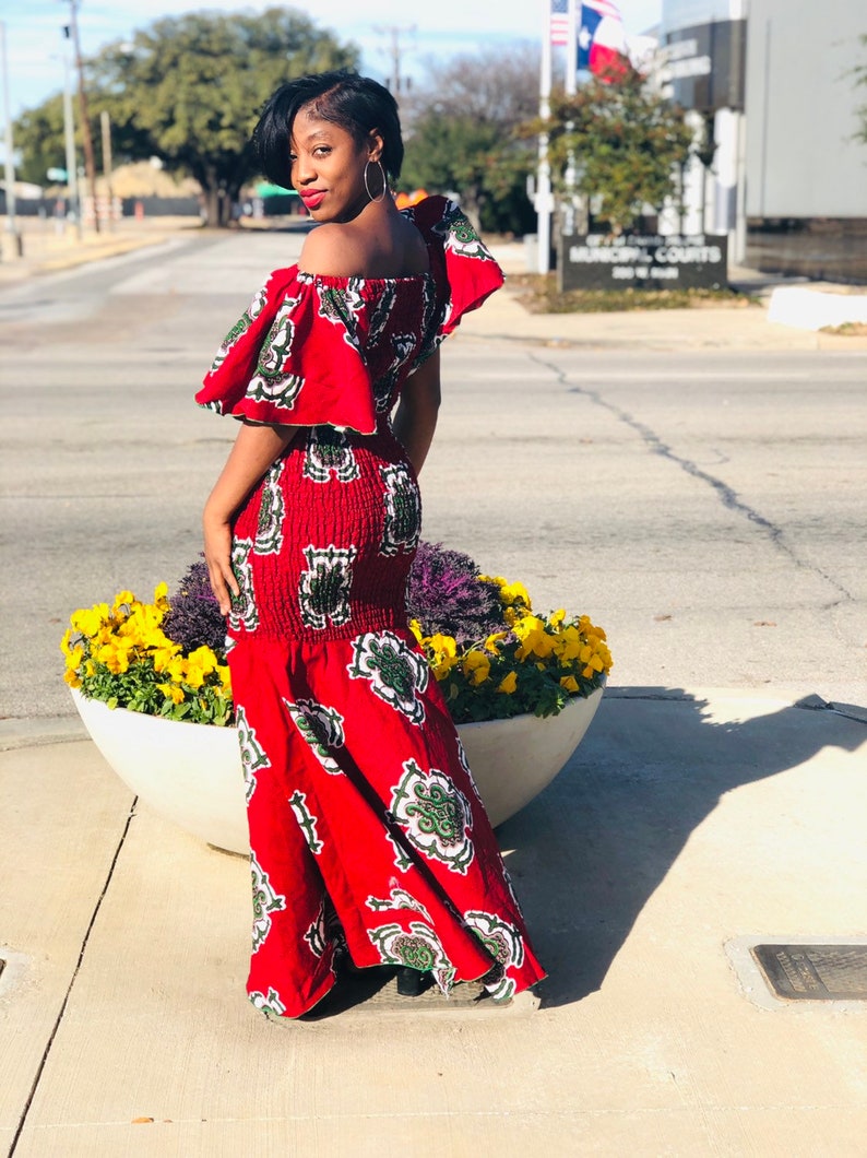 Ankara Off the Shoulder Fitted Dress