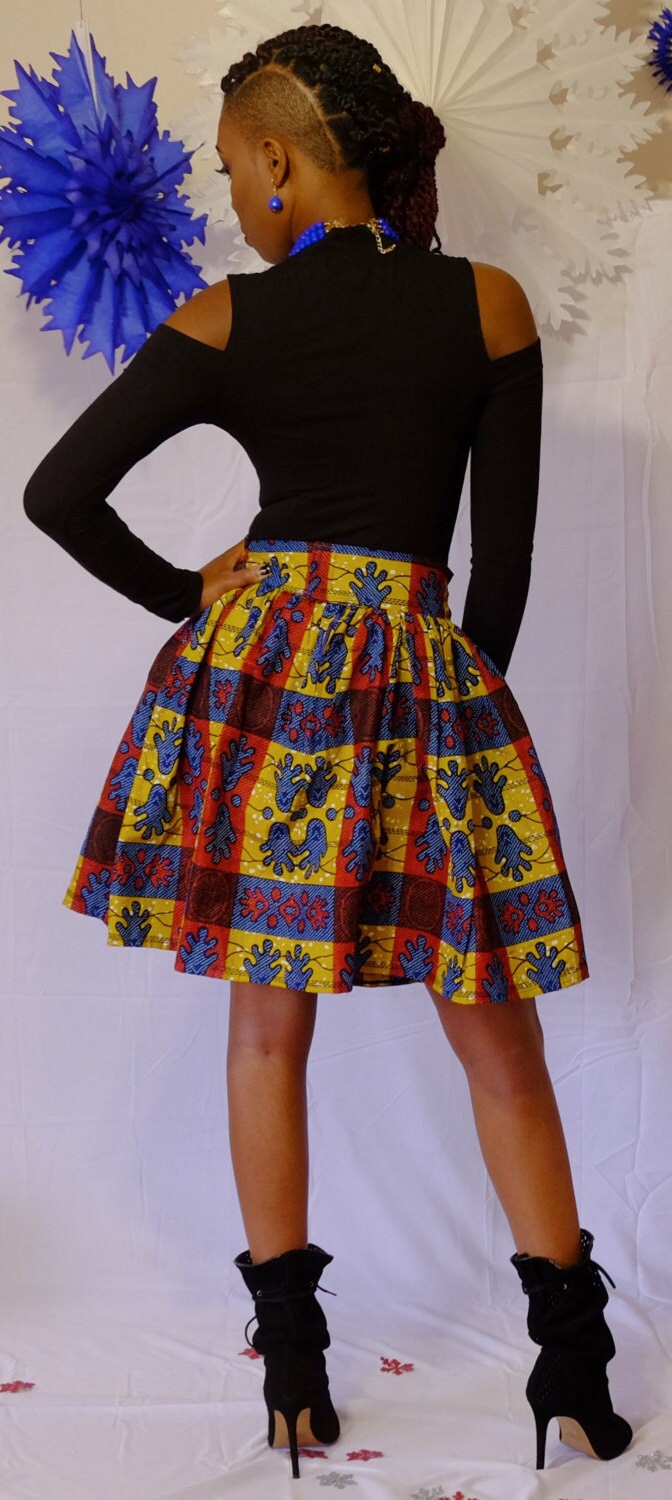 ankara short flare skirt