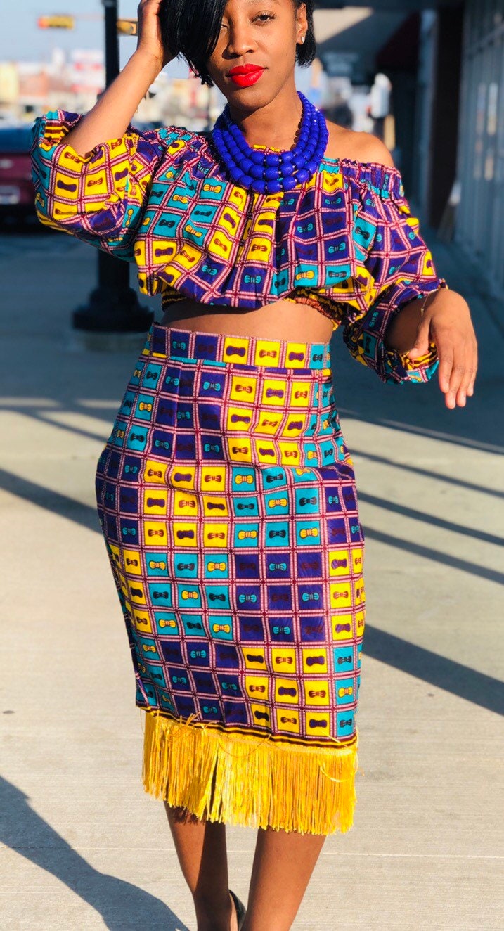 ankara dress with fringe