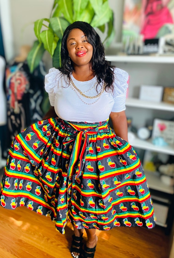 Ankara Flared Short Skirt With Pockets