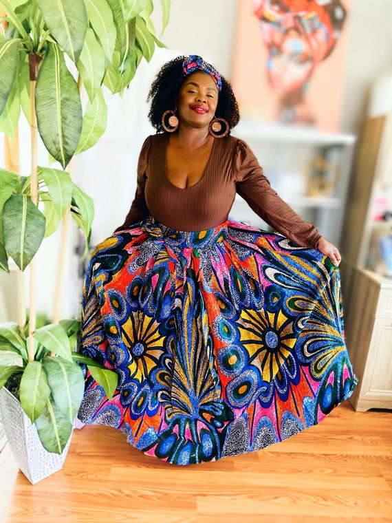 Ankara Maxi Skirt with Pockets