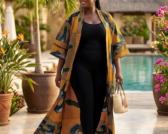 Ankara Cotton Duster Robe with Headwrap