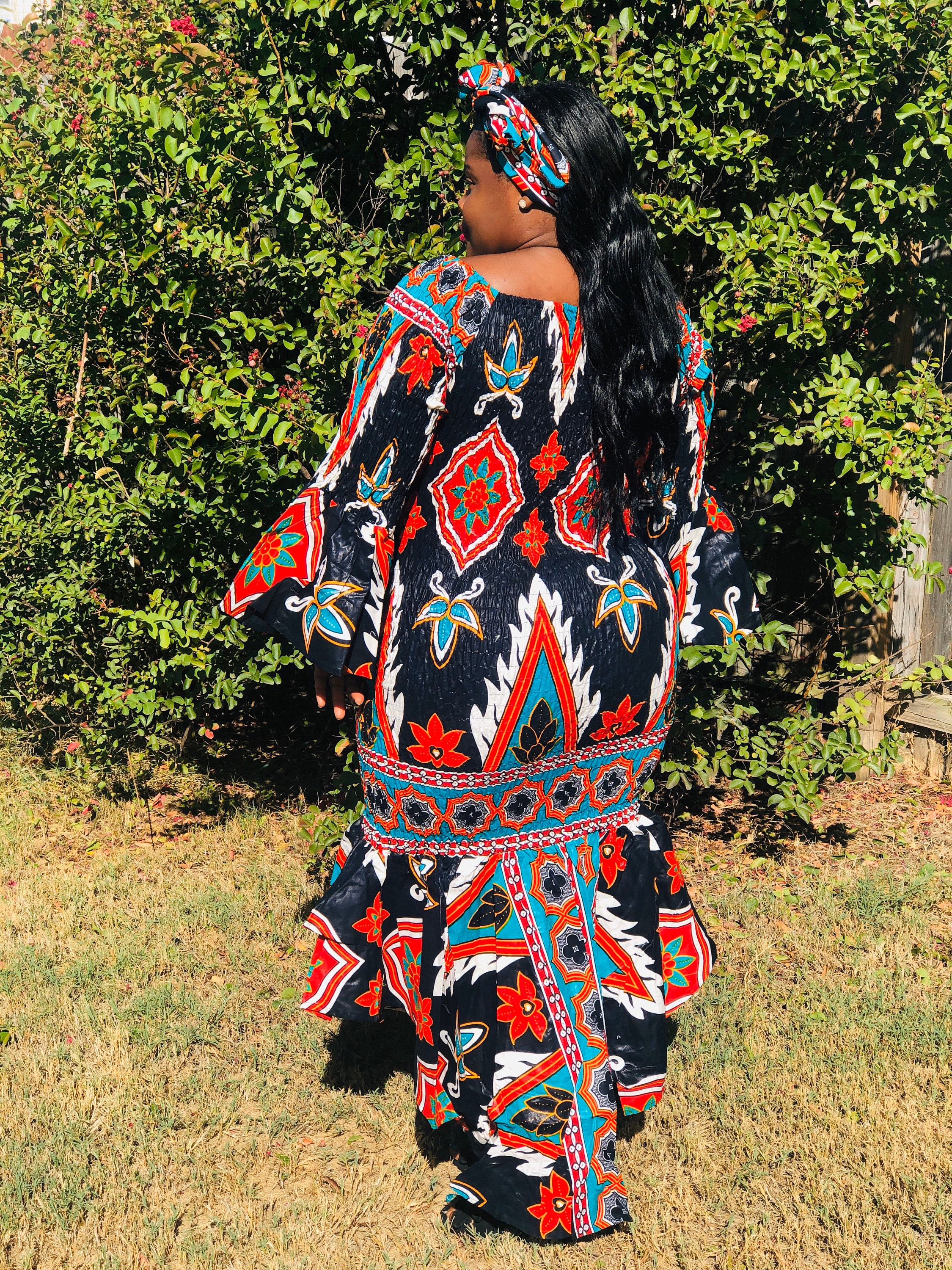 ankara off shoulder gown with elastic