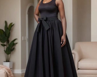 Solid Color Maxi Skirt with Pockets