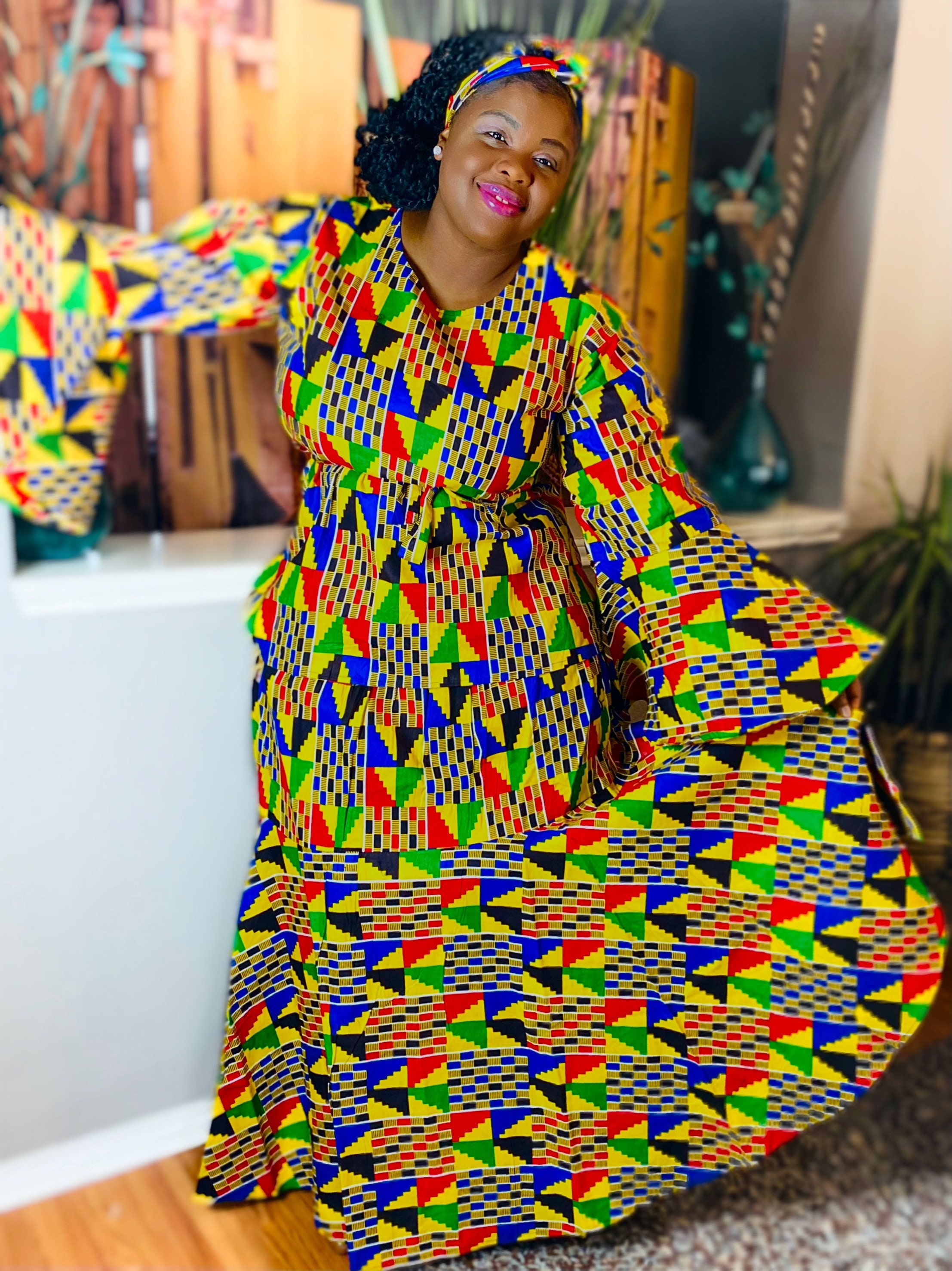 Plus-size Ankara Top and Skirt Set