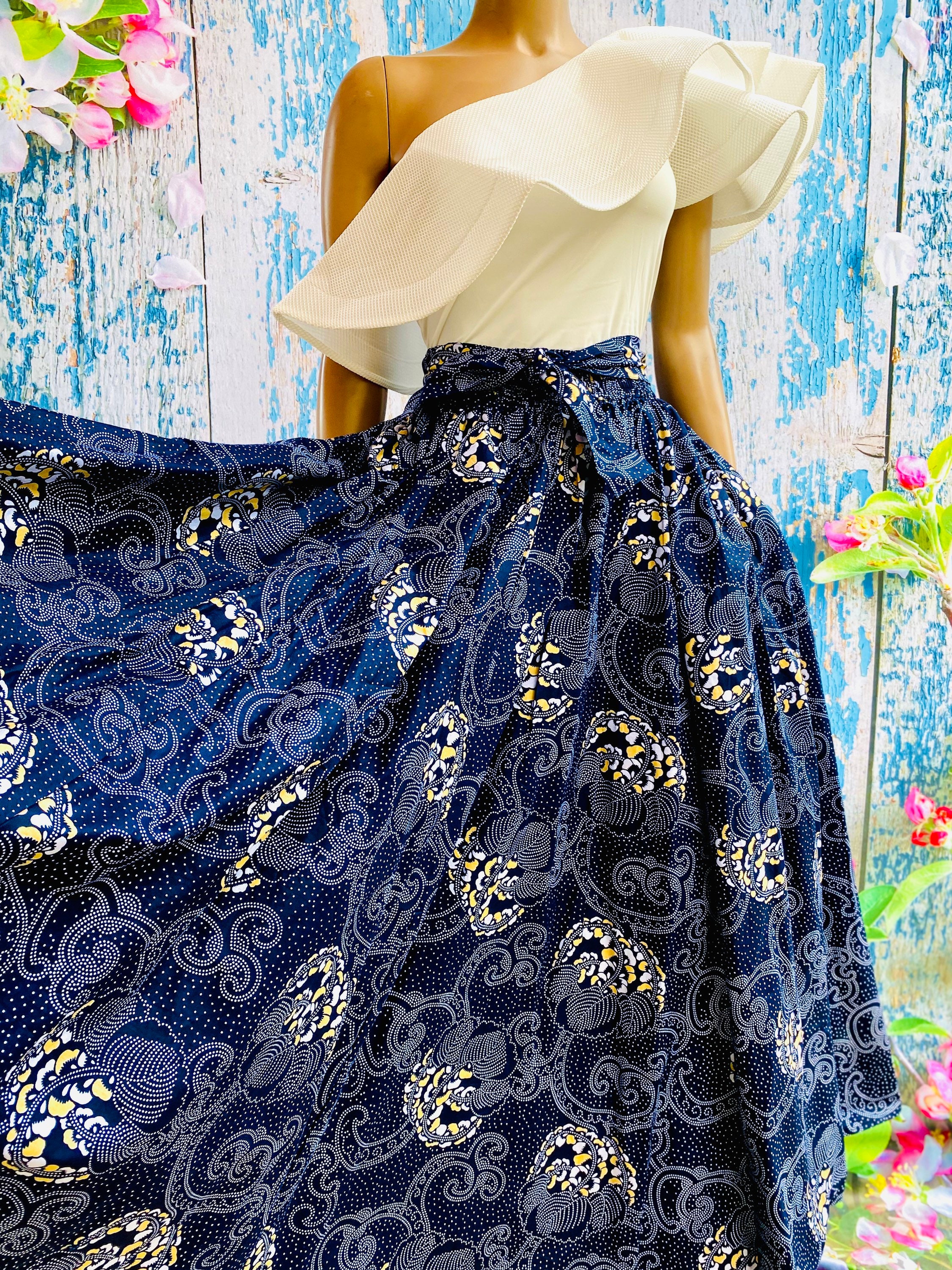 african print maxi skirt with pockets