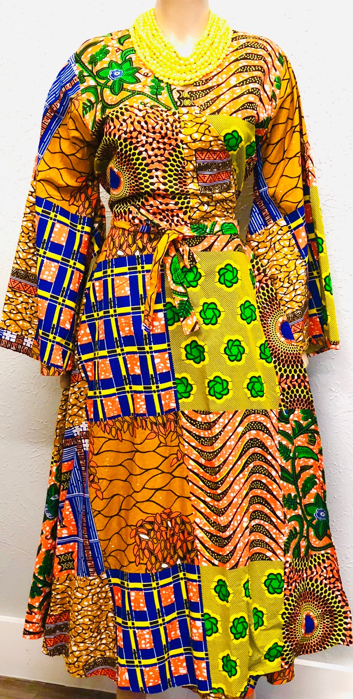 African Print Wrap Dress 