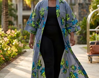 Ankara Cotton Duster Robe with Headwrap