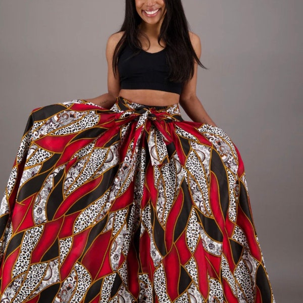 Maxi Ankara Skirt with sequins Waist band and pocket main image 0