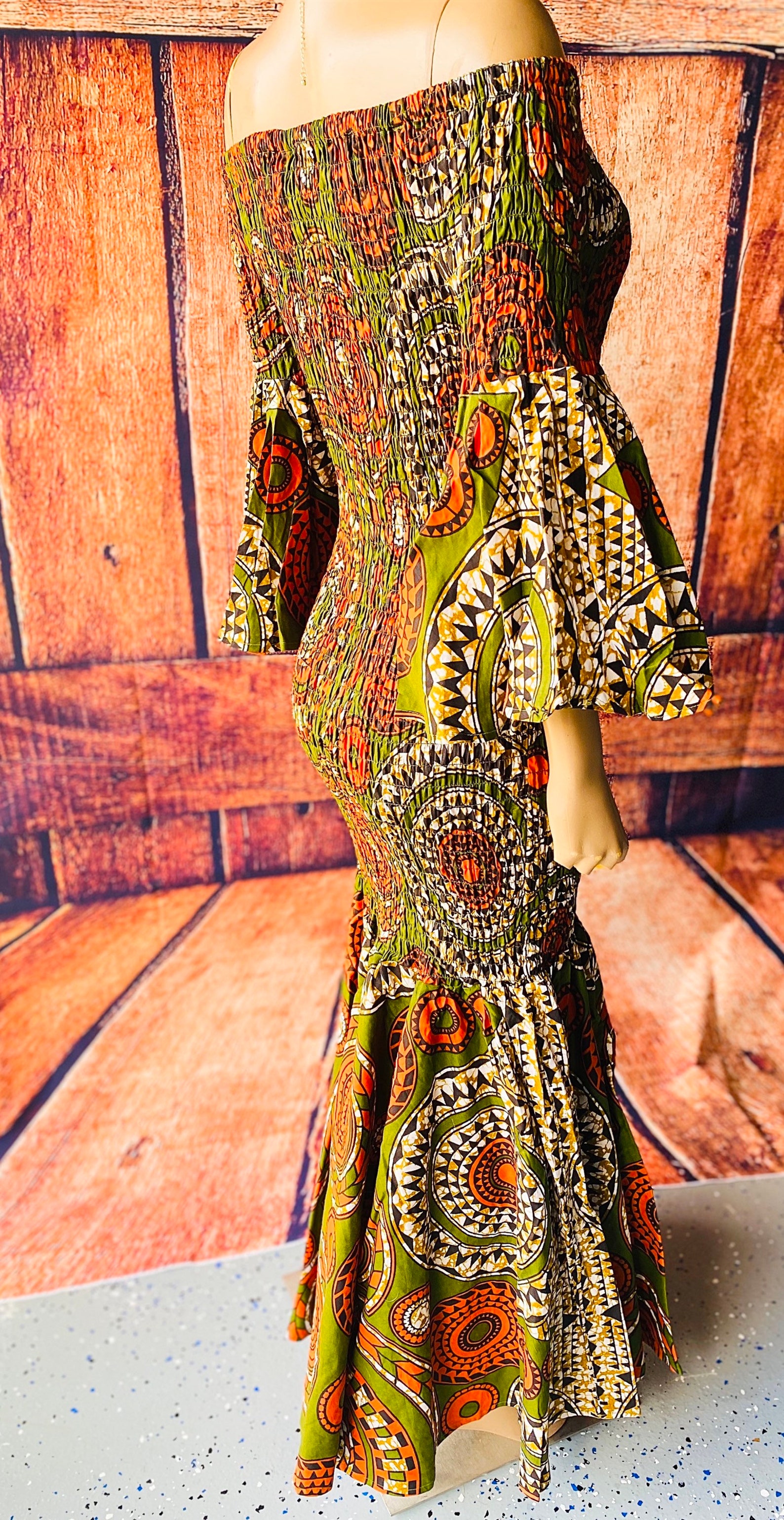 ankara off shoulder gown with elastic