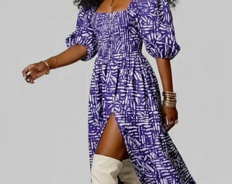 Maxi Slit Dress with Hat & Scarf Set