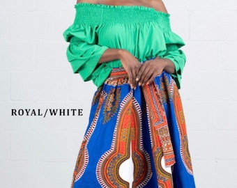 Dashiki Maxi Skirt with Pockets