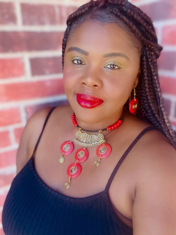 Red Queen Choker and Earring Set