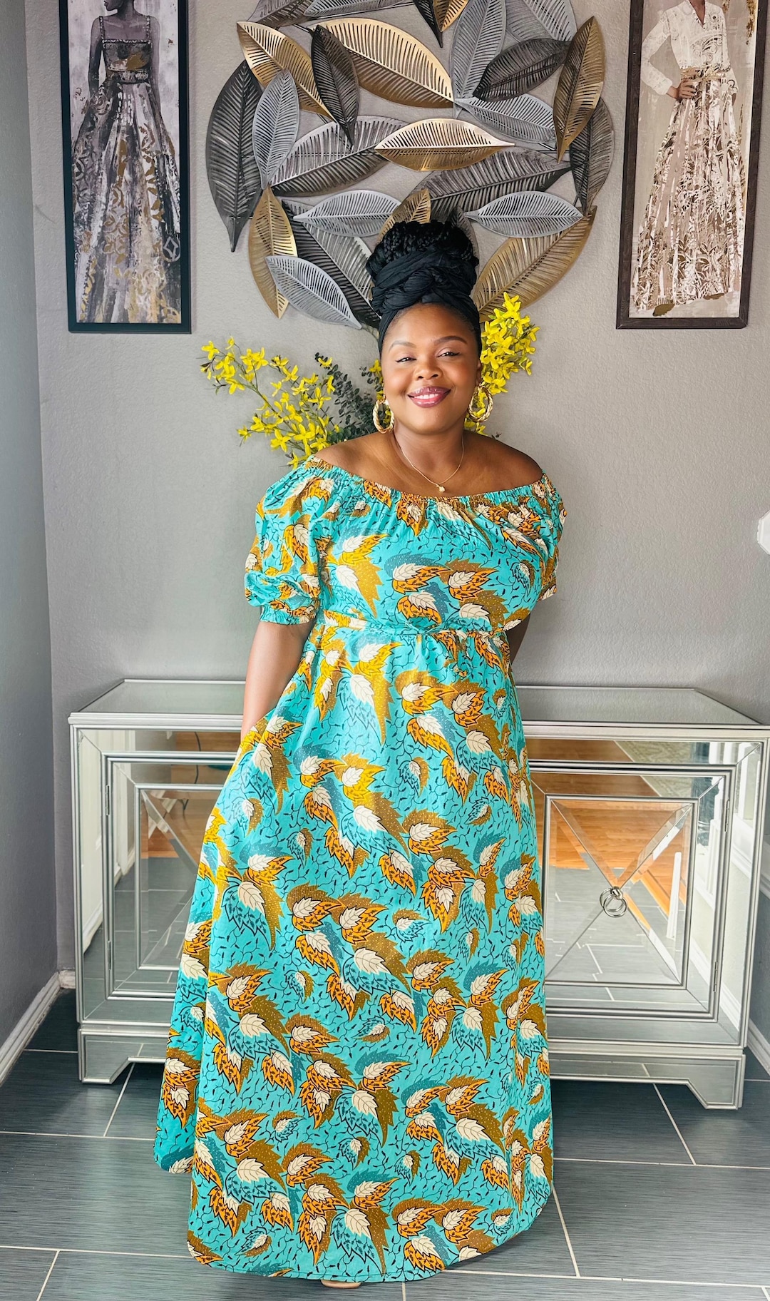 ankara maxi dress designs Boho Ankara Style Maxi Dress