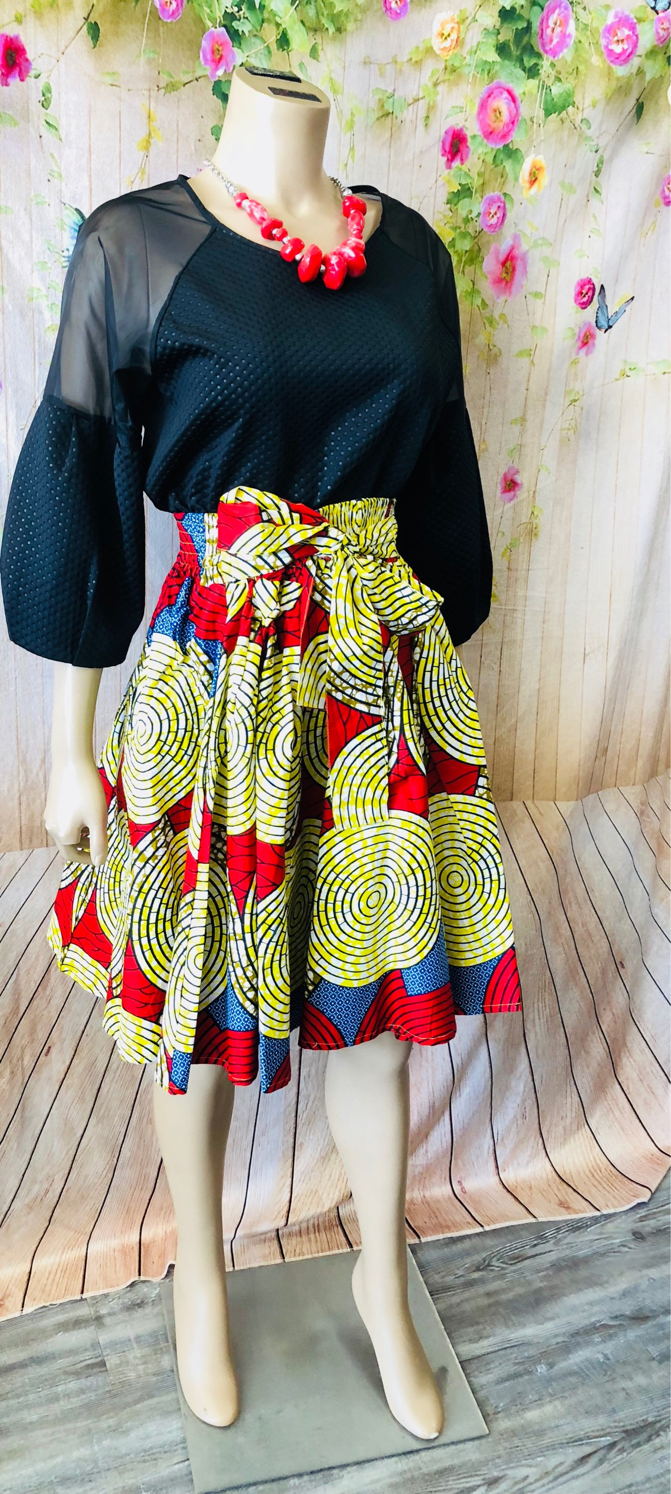 ankara short flare skirt