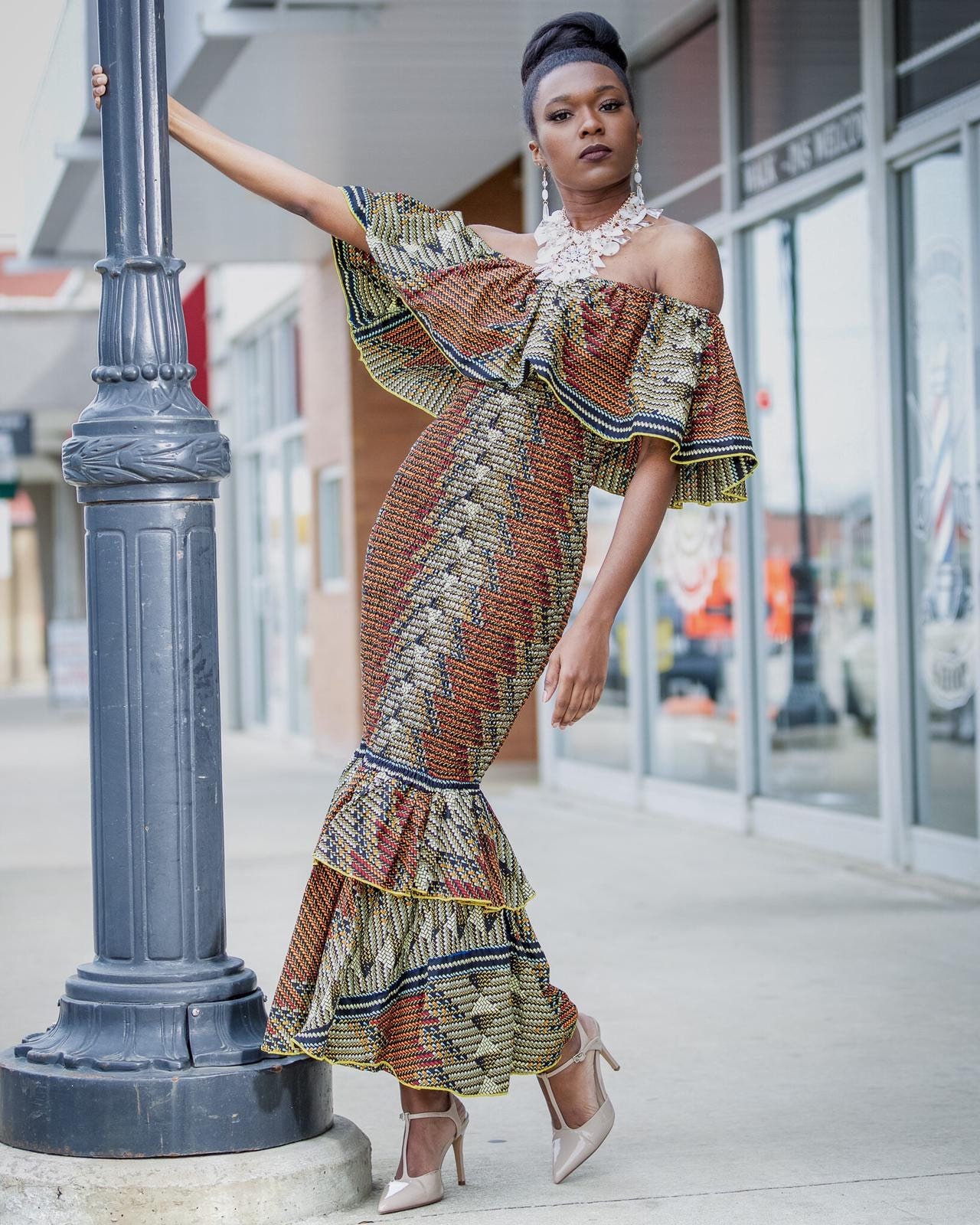 Ankara Off the Shoulder Fitted Dress