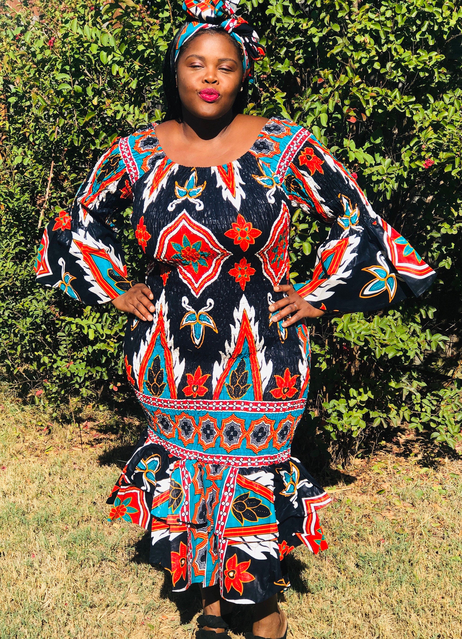 ankara off shoulder gown with elastic
