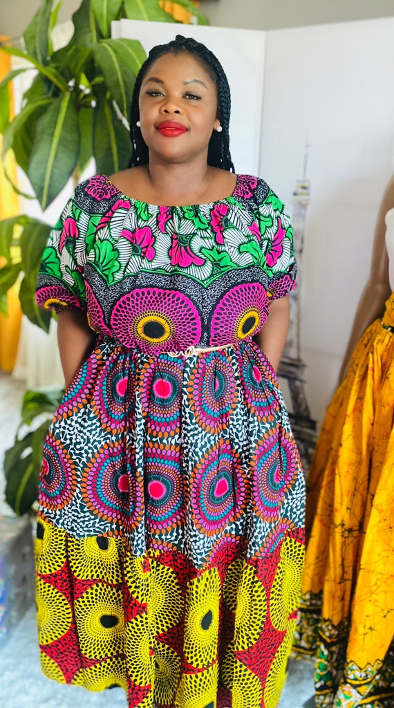 Multi-Color Off Shoulder Dress