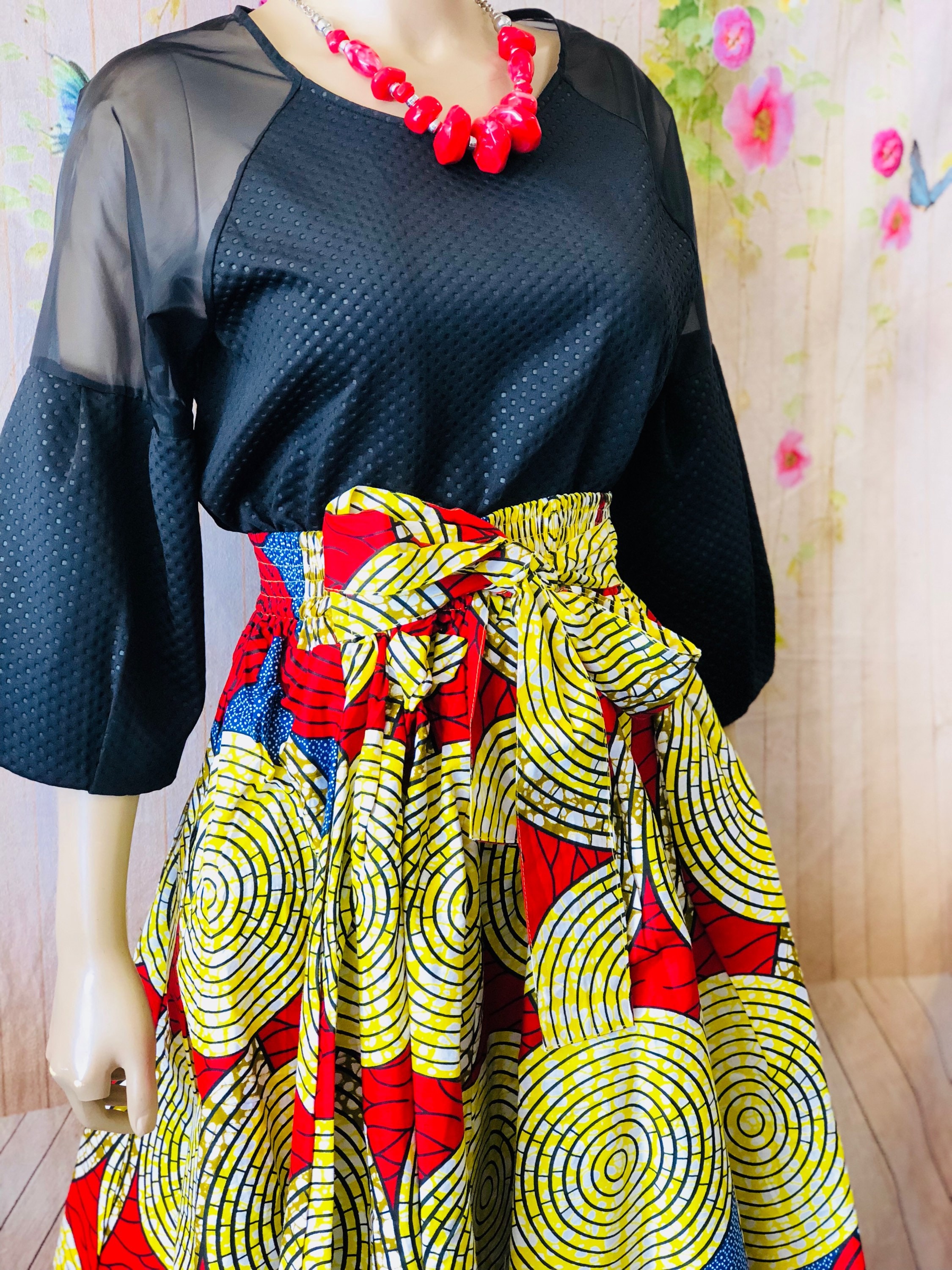 Ankara Flared Short Skirt With Pockets