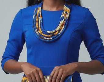 Ankara clutch with matching jewelry set