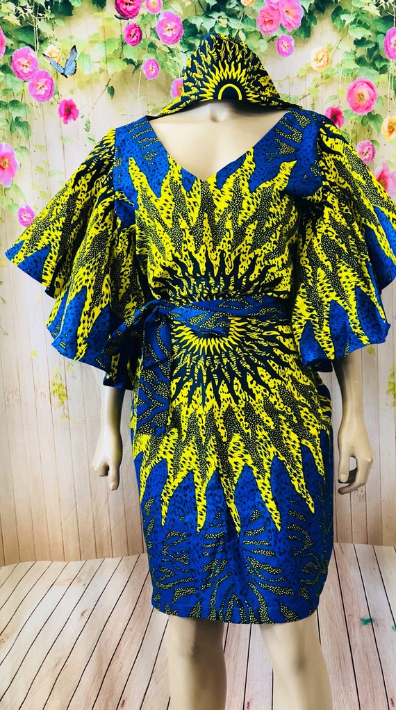 Eye Of The Sun Flared Sleeves Dress With Headwrap