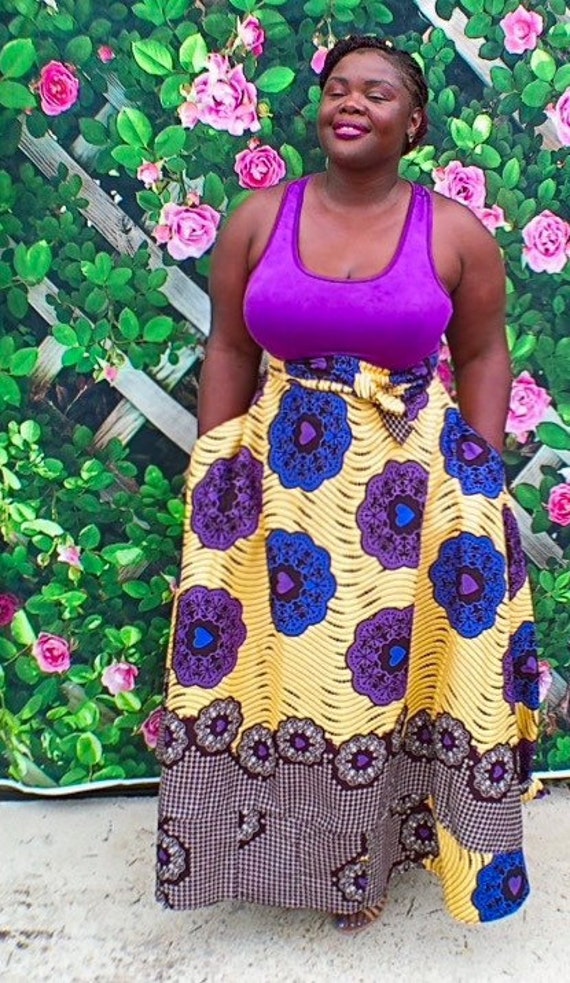 High Waisted Ankara Maxi Skirt