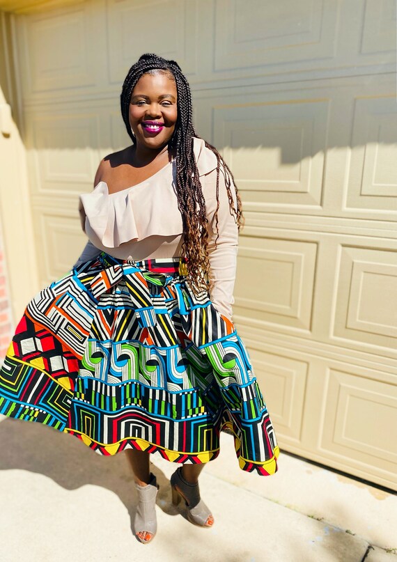 African Print Short Maxi Skirt