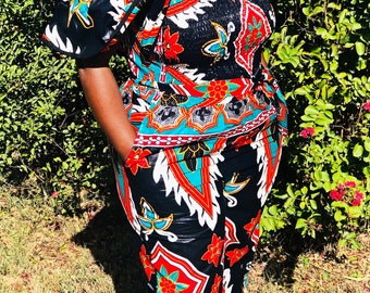 Ankara  off-the-shoulder Jumpsuit