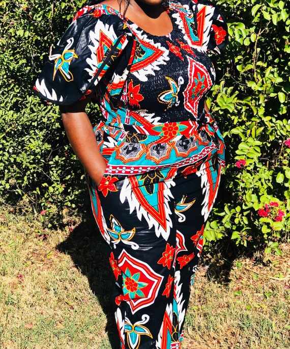 Ankara off-the-shoulder Jumpsuit
