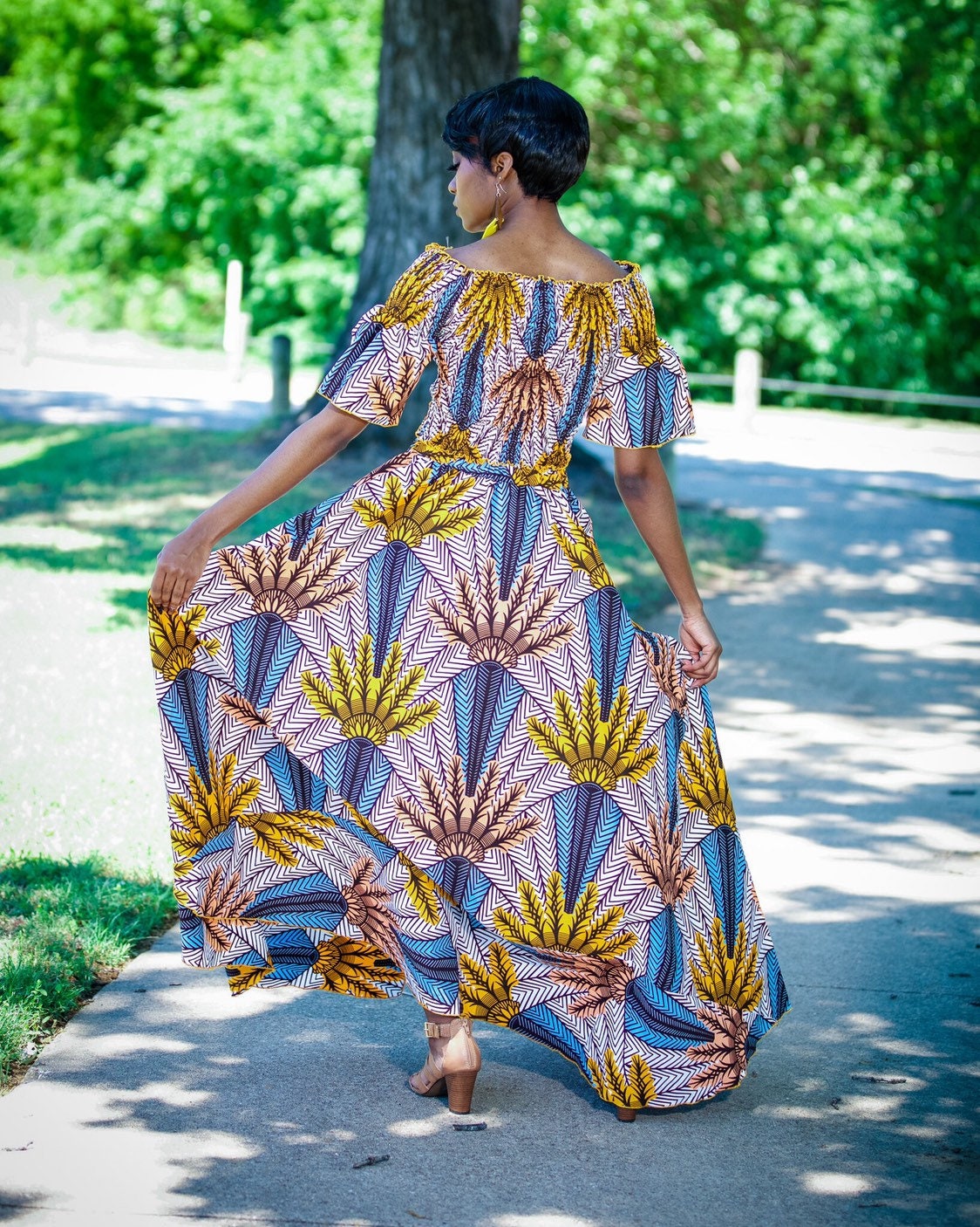 Ankara Elastic Crop Top and Maxi Skirt set