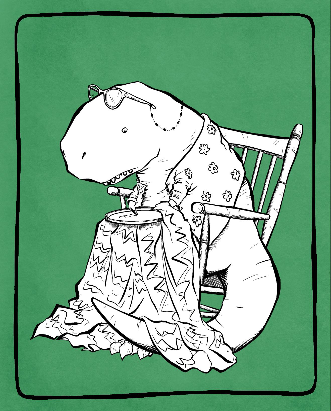 Dinosaur Print, T Rex Poster, Crochet, Knitting, Rocking, Chair ...