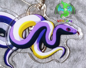 Pride Snake - Non-Bi Viper Keychain By NRW Artz