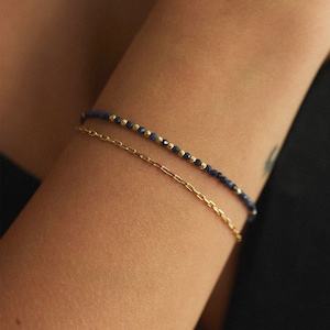 Dainty Sapphire Bracelet In 14K Solid Gold. September Birthstone Bracelet. Gift For Her. Anniversary Gift.