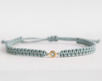 14K Solid Gold Aquamarine Friendship Bracelet. Birthstone Bracelet. Minimalist Bracelet.