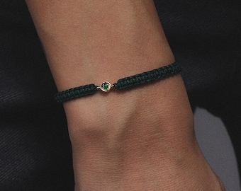 14K Gold Genuine Emerald Birthstone Bracelet. Emerald Friendship Bracelet. Couples Bracelets. Grifts For Him. Gifts For Her. Valentines Day.
