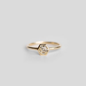 14K Solid Gold Yellow Sapphire Ring. Dainty Sapphire Gold Ring. One of a kind jewelry. Elegant Sapphire Ring. Gift For Her.