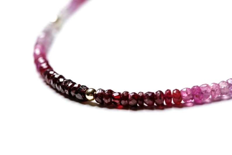 Fine Ombre Genuine Ruby 14K Gold Necklace. Precious Multicolour Ruby Necklace. 14K Solid Gold Necklace. Anniversary Gift. image 3