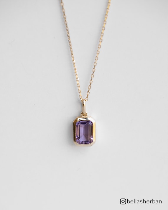 Emerald Cut Amethyst Necklace Emerald Cut Amethyst Necklace
