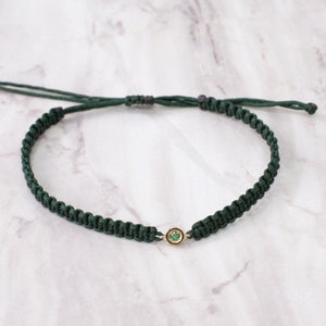 14K Gold Genuine Emerald Birthstone Bracelet. Emerald Friendship Bracelet. Couples Bracelets. Grifts For Him. Gifts For Her. Valentines Day. image 6